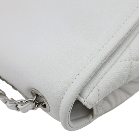 Chanel Timeless Flap CC Caviar Leather Crossbody Bag White - Picture 7 of 12
